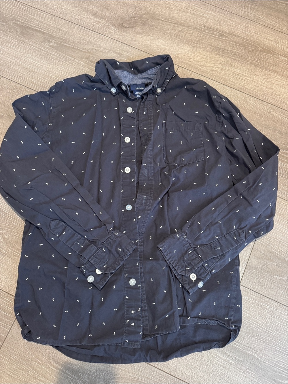Basic Editions Navy Button-Up Shirt Jacket with Micro Dot Print